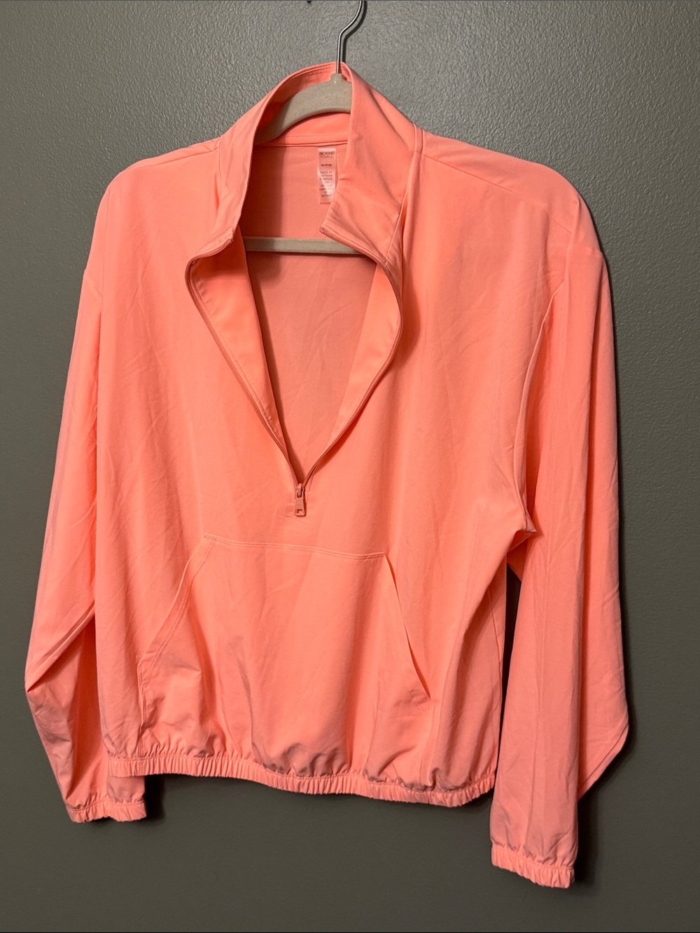 Beyond Yoga. Women’s Coral Pink Quarter-Zip Swim Cover-Up. Size XS (oversized)